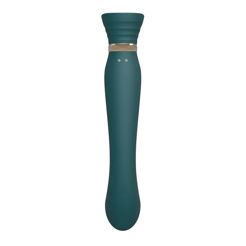 ZALO Queen Set G-spot PulseWave 17-function App-controlled Rechargeable Silicone Vibrator with Suction Sleeve Jewel Green