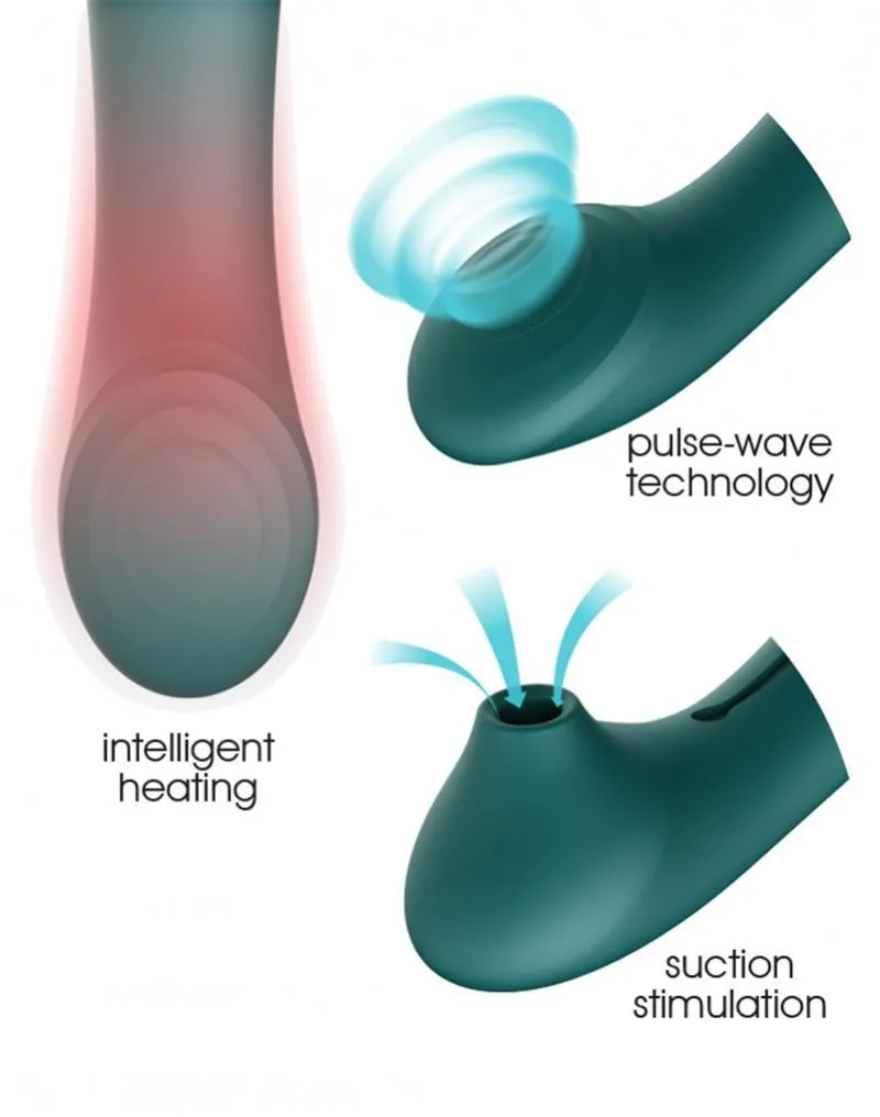 ZALO Queen Set G-spot PulseWave 17-function App-controlled Rechargeable Silicone Vibrator with Suction Sleeve Wine Red