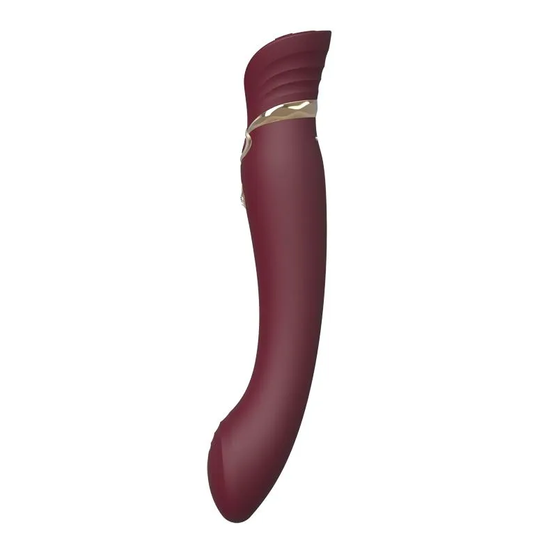 ZALO Queen Set G-spot PulseWave 17-function App-controlled Rechargeable Silicone Vibrator with Suction Sleeve Wine Red