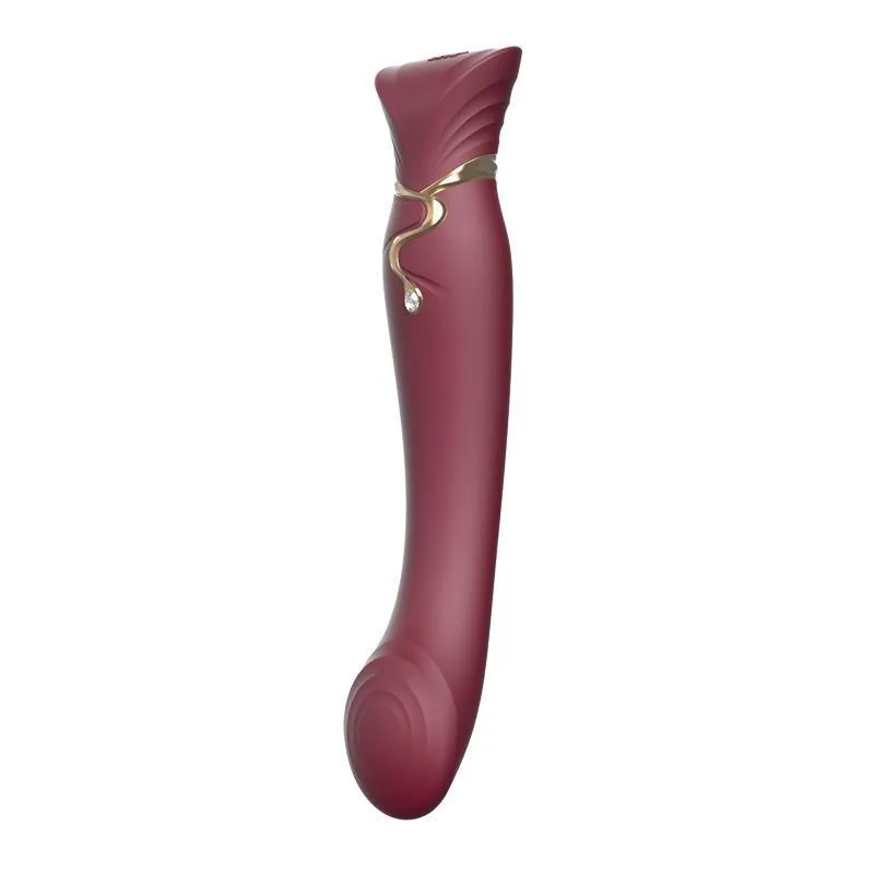 ZALO Queen Set G-spot PulseWave 17-function App-controlled Rechargeable Silicone Vibrator with Suction Sleeve Wine Red