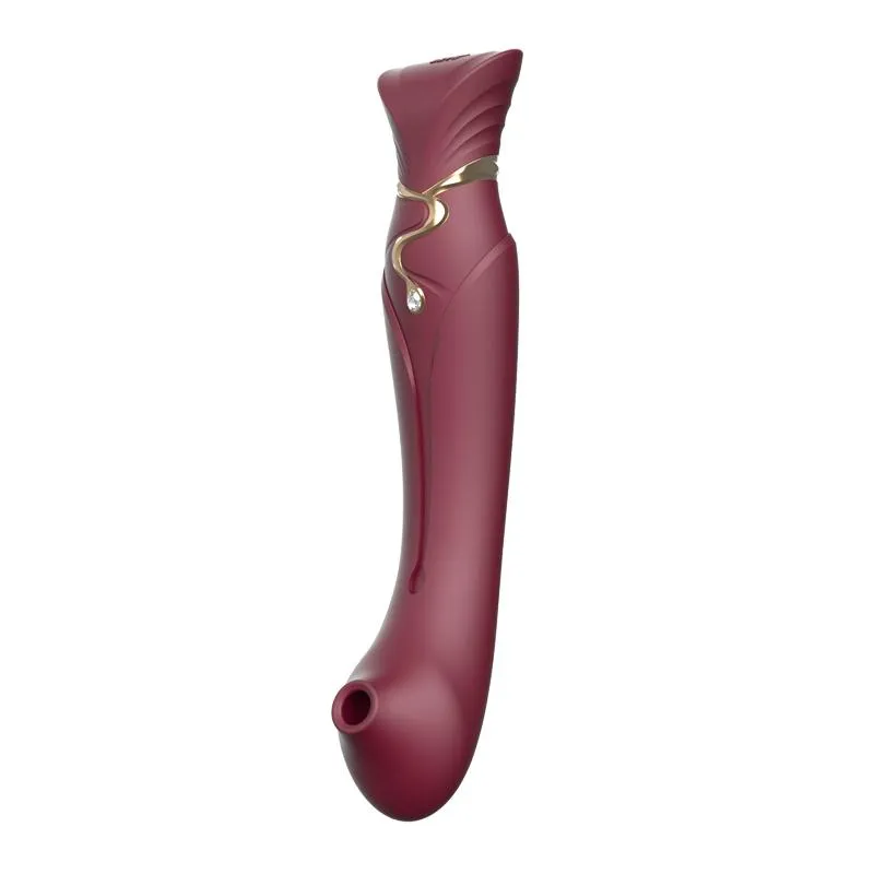 ZALO Queen Set G-spot PulseWave 17-function App-controlled Rechargeable Silicone Vibrator with Suction Sleeve Wine Red