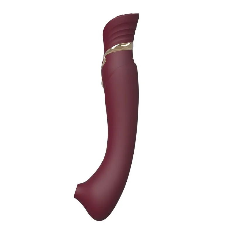 ZALO Queen Set G-spot PulseWave 17-function App-controlled Rechargeable Silicone Vibrator with Suction Sleeve Wine Red
