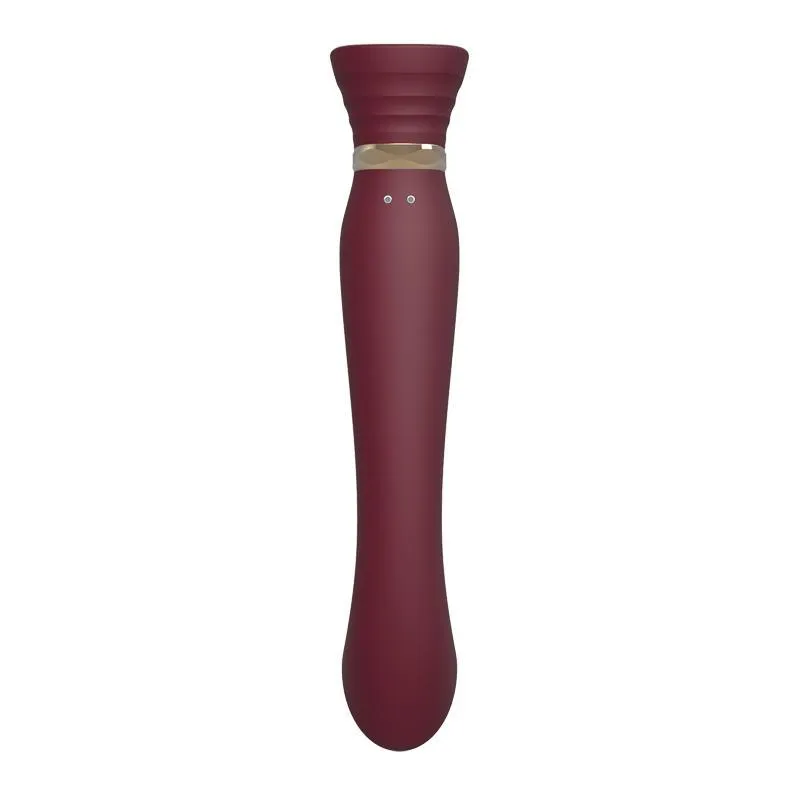 ZALO Queen Set G-spot PulseWave 17-function App-controlled Rechargeable Silicone Vibrator with Suction Sleeve Wine Red